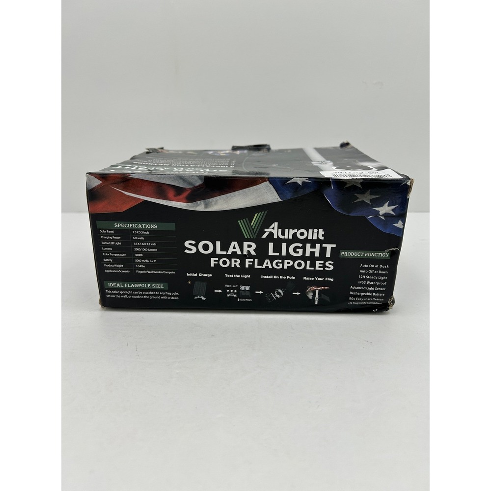 Aurolit Solar Light for Flagpoles  OS Black New